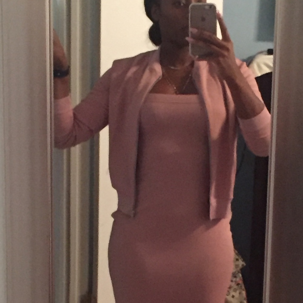 Pink tube dress with matching jacket